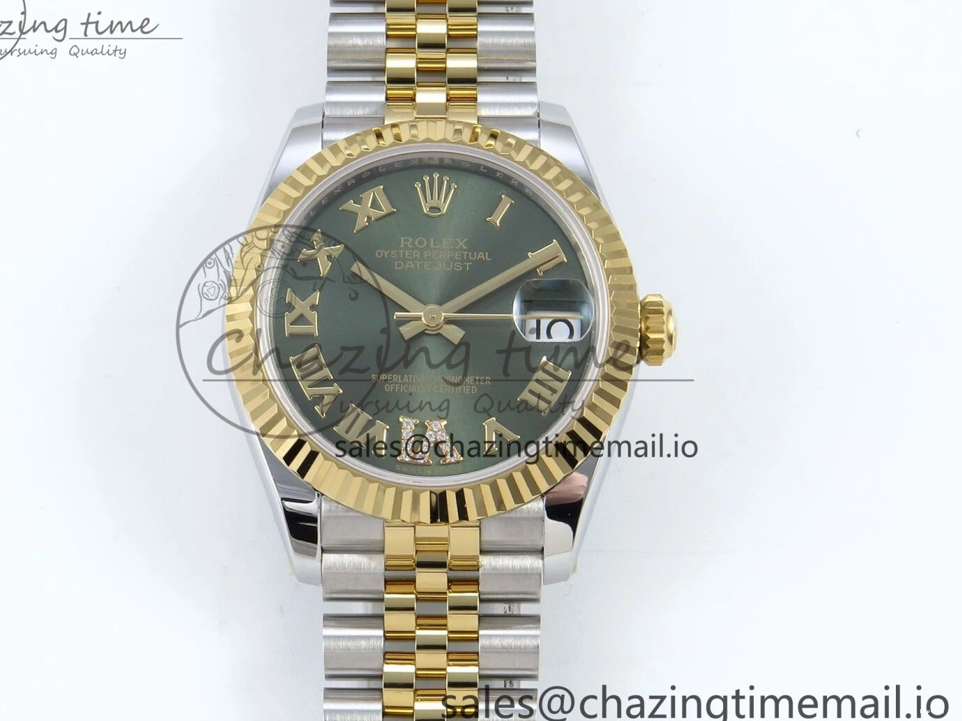 1221 DateJust 31 278273 ARF 1:1 Best Edition 904L Steel Green Roman Diamonds Dial on SS YG Jubilee Bracelet ETA Flexible 572